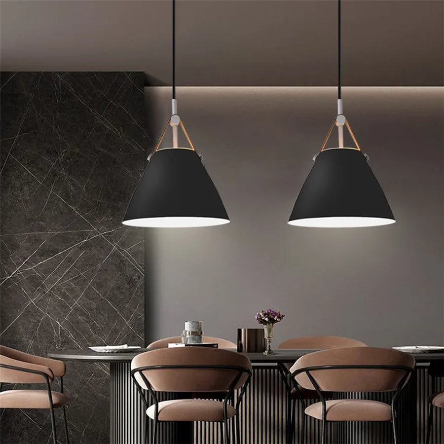 Iron Leather Pendant Light