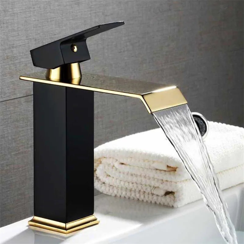 Gold Black Waterfall Faucet