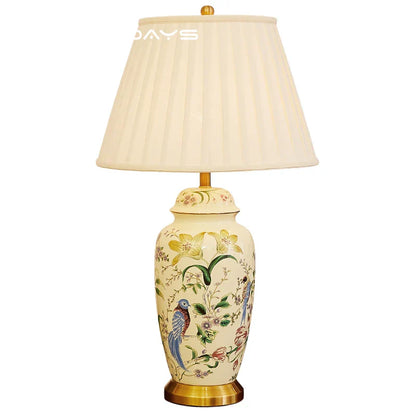 DecorBites™ Country Flower Bird Ceramic Table Lamp Modern Simple Retro Bedroom Bedside