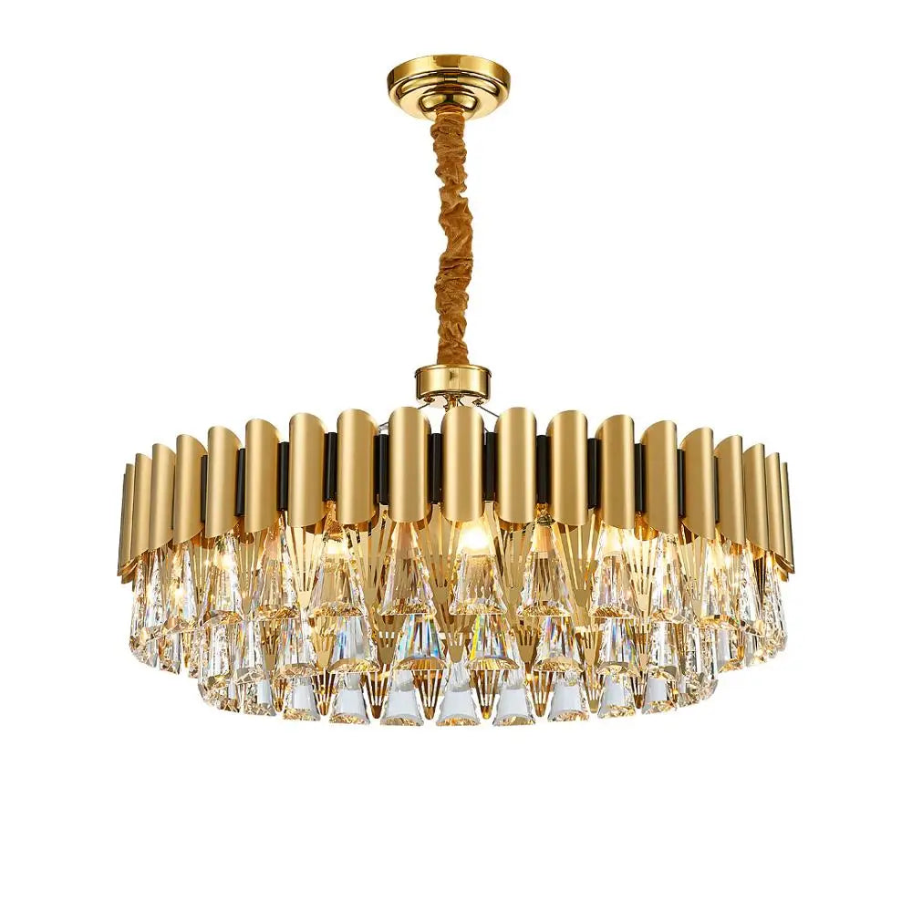 Gold Oval Crystal Chandelier 90cm For Dining Rooms