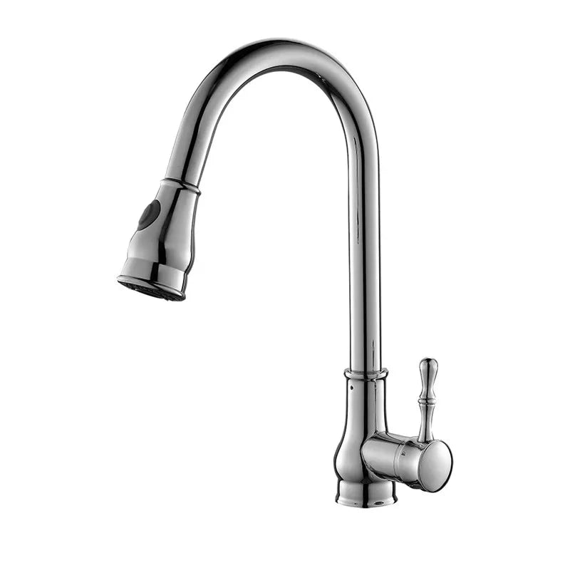 Gold Swivel Kitchen Faucet With Brass Construction