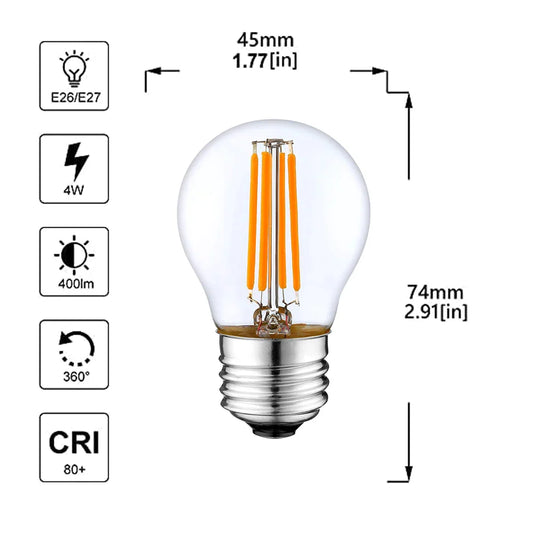 DecorBites™ G45 4W E27 Dimmable LED Globe Bulb, Vintage Edison Style, 2700K-6000K