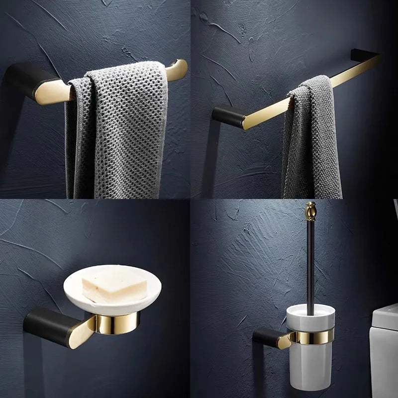 Gold Black Bathroom Set