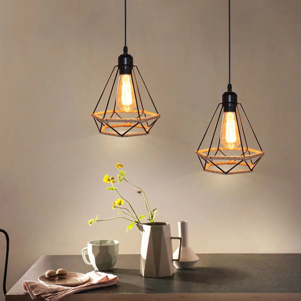 DecorBites™ Diamond Cage Iron Pendant Light for Living Dining Bedroom