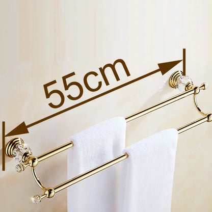 DecorBites™ Crystal Gold Double Towel Bar for Bathroom, 60cm Length