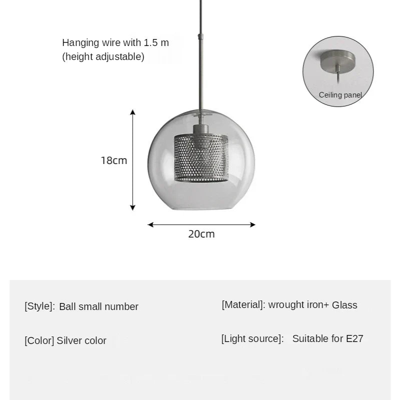 DecorBites™ Glass Ball LED Pendant Lamp for Modern Nordic Bedroom Kitchen Living Room Lighting