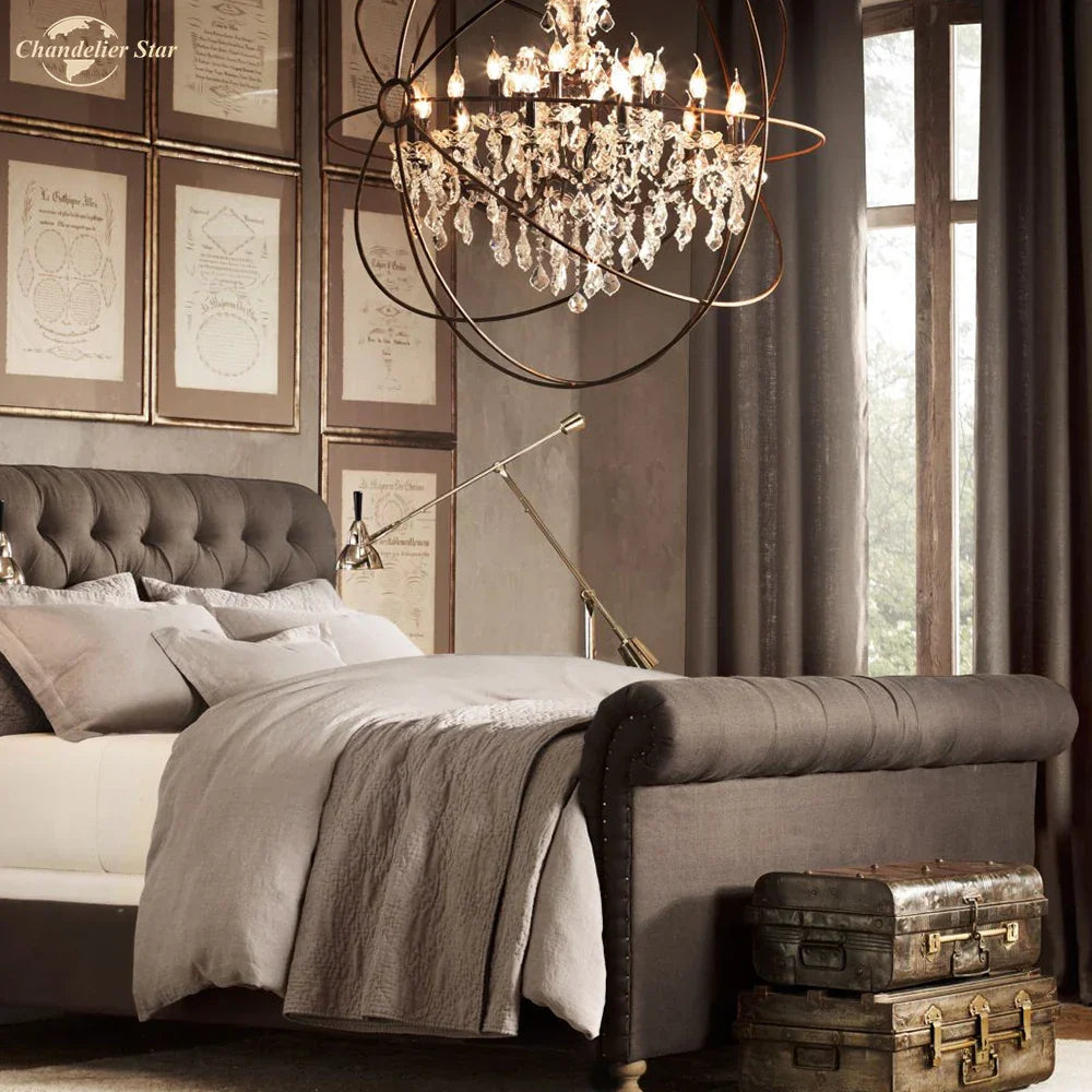 DecorBites™ Crystal LED Chandelier: Contemporary Orb Pendant Light for Home Decor