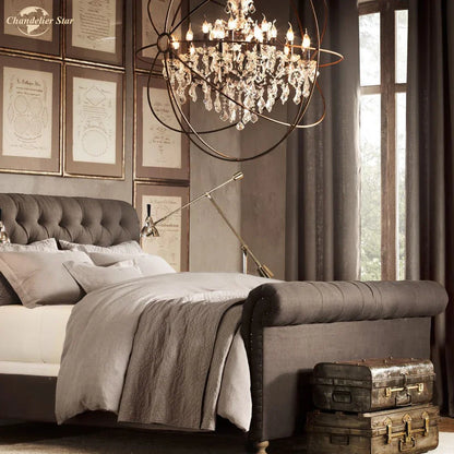 DecorBites™ Crystal LED Chandelier: Contemporary Orb Pendant Light for Home Decor