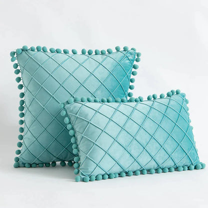 DecorBites™ Corduroy Striped Pompom Pillowcase for Bedroom Sofa Living Room