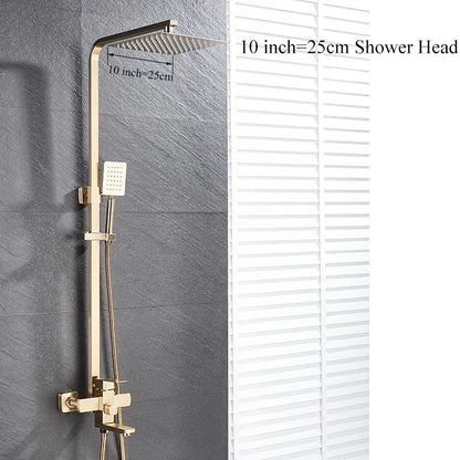 DecorBites™ Gold Wall Mounted Bathroom Shower System Kit with 4-way Mixer