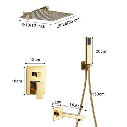 DecorBites™ Gold Rain Shower Bath Faucet Wall Mounted Shower Set