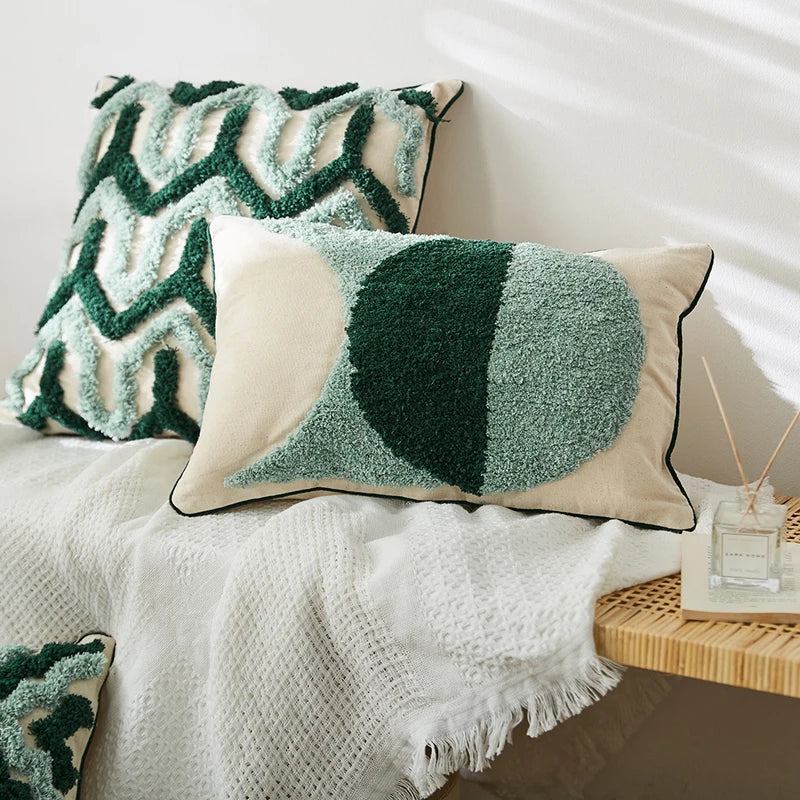DecorBites™ Geometric Embroidery Tassel Cushion Case 45x45cm Home Decor Pillow Case
