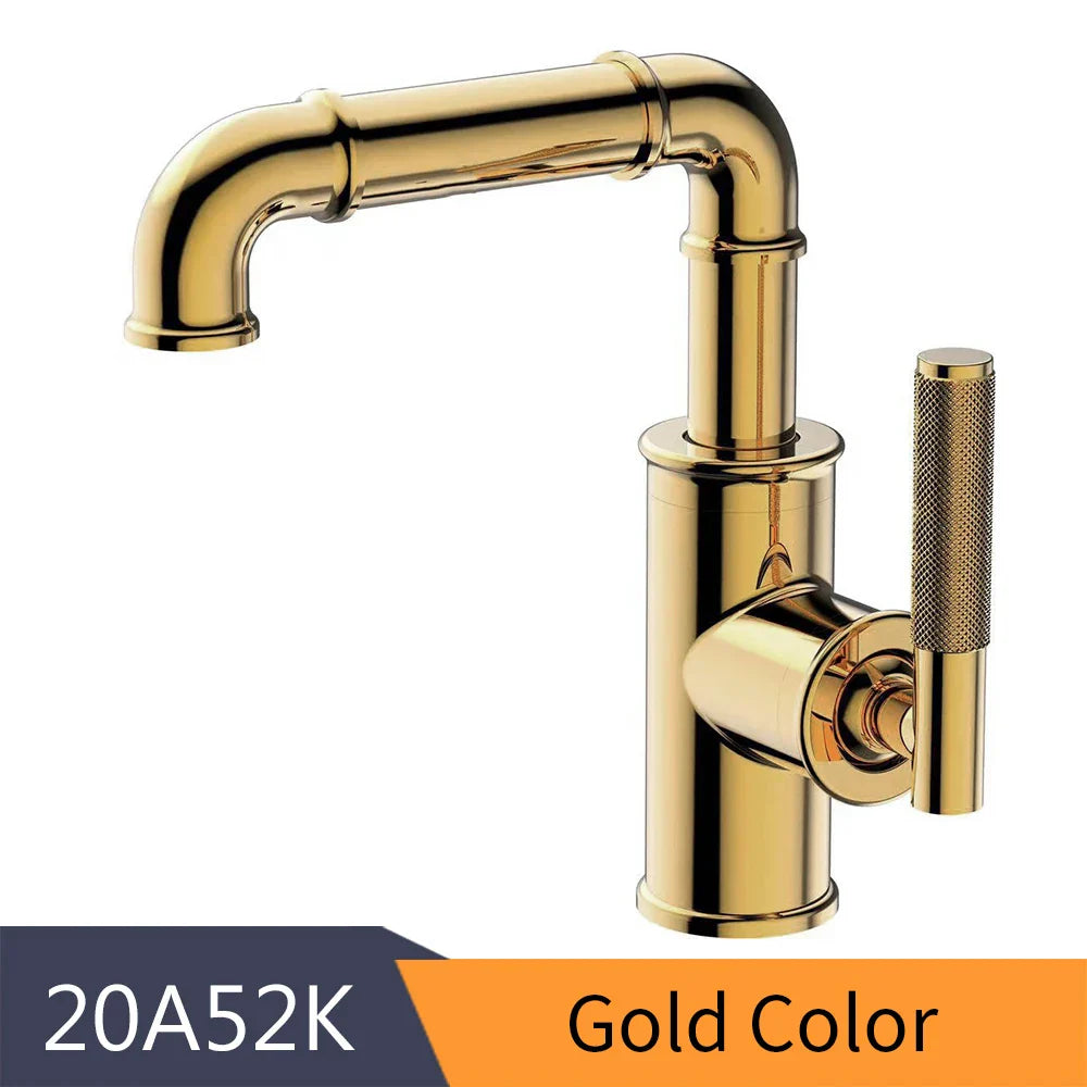 DecorBites™ Gold Brass Basin Faucet: Hot & Cold Water Mixer Tap for Modern Bathrooms