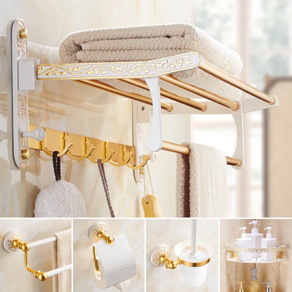 DecorBites™ Bath Hardware Set: Shelf, Towel Rack, Holder, Brush Holder, Towel Hanger, Hooks