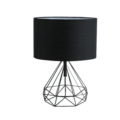 DecorBites™ Geometric Gold Desk Lamp with Hollow Diamond Design and Cloth Shade