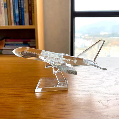 DecorBites™ Crystal Aircraft Figurine Glass Airplane Collectible Home Decor