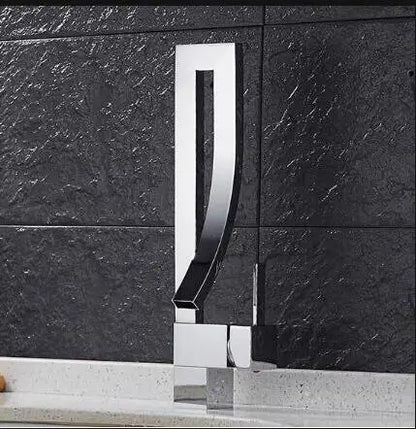 DecorBites™ Gold Brass Square Basin Faucet Single Handle Deck Mounted Bathroom Sink Mixer