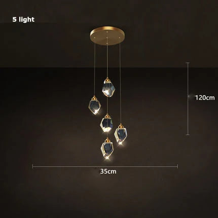 DecorBites™ Crystal Copper Round Chandelier: Elegant LED Suspension Lamp for Dinning Room
