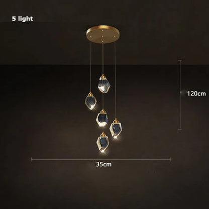 DecorBites™ Crystal Copper Round Chandelier: Elegant LED Suspension Lamp for Dinning Room