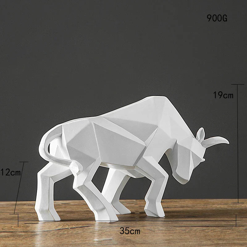 DecorBites™ Geometric Bull Sculpture - Modern Home Decor, Office, Living Room Ornament