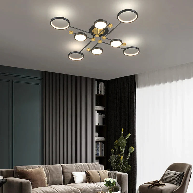 Gold Frame 6-Head Dimmable LED Chandelier