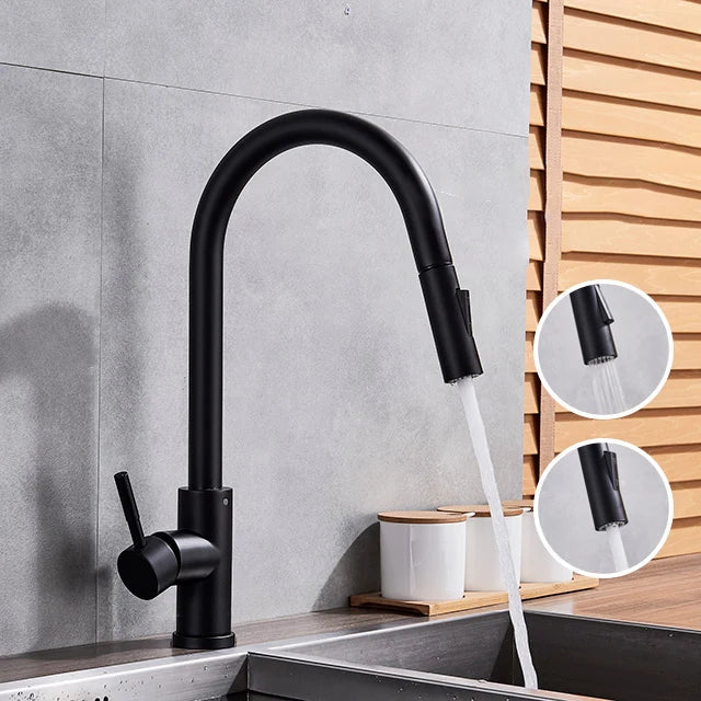 DecorBites™ Gold Brass Kitchen Faucet Rotatable Mixer Tap Single Handle Hot&Cold Water