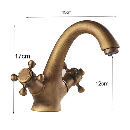 DecorBites™ Dual Handle Brass Basin Faucet for Bathroom Vanity Sink