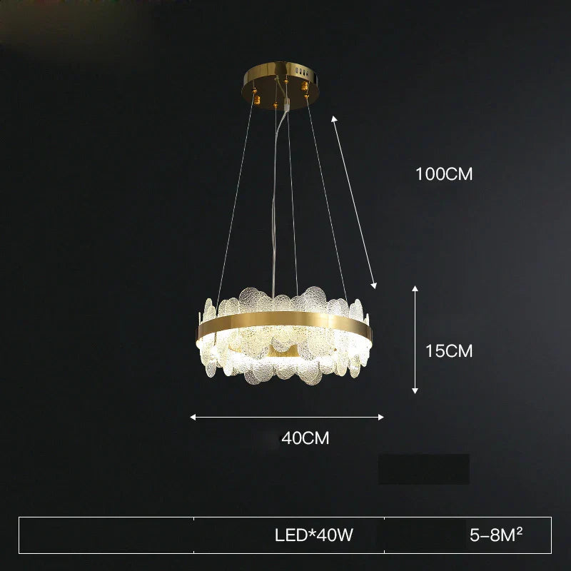 Gold LED Dining Chandelier Frosted Glass 80cm