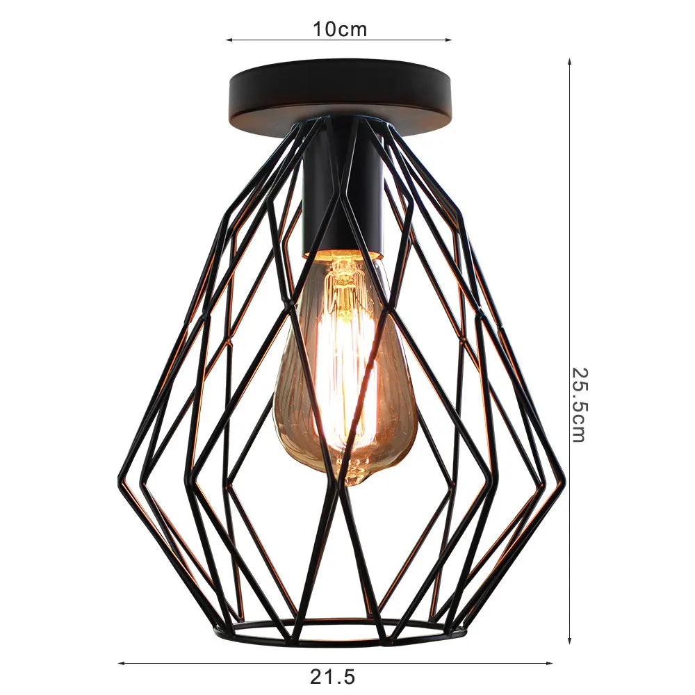 DecorBites™ Iron Cage Ceiling Light Modern Nordic Retro Black Loft E27 Home Lighting
