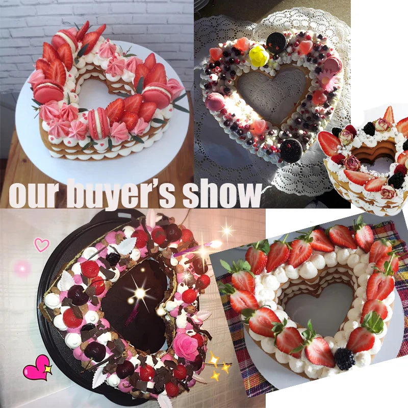 DecorBites™ Heart Cake Mold PET Plastic. Essential Baking Tools in 6/8/10/12/14inch Sizes