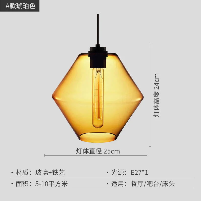 DecorBites™ Geometric Glass Pendant Light Collection: Modern Crystalline Pendant Series