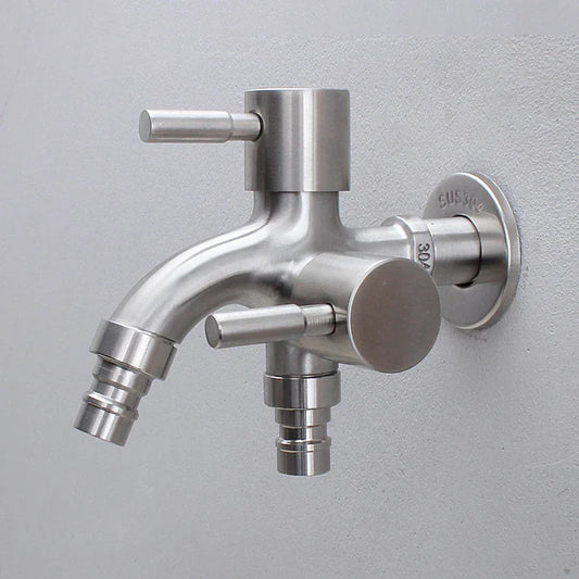 DecorBites™ Dual-Outlet Stainless Steel Faucet for Outdoor Garden Sink and Washing Machine