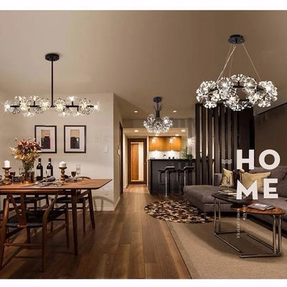 DecorBites™ Dandelion Flower Chandelier: Modern LED Living Room Bedroom Indoor Decor Bouquet Lamps