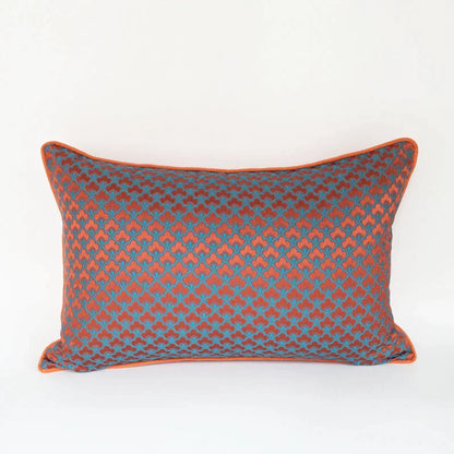 DecorBites™ Geometric Blue & Red Jacquard Waist Pillow Case for Modern Luxury Décor