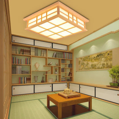 DecorBites™ Japanese Tatami Wood Ceiling Light LED, Dining Bedroom Study Room Lighting
