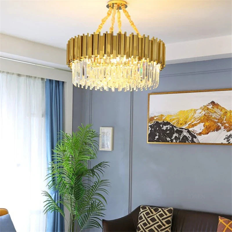 Gold Crystal Dining Chandelier K9 Round 80cm