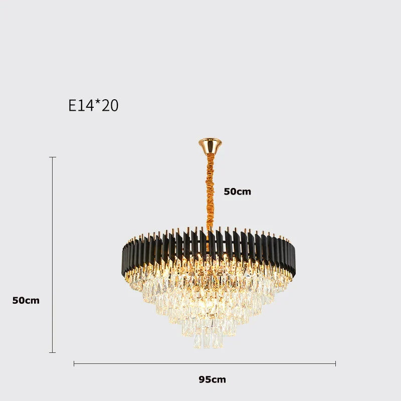 DecorBites™ Crystal Black Clear LED Chandelier Lighting for Staircase Foyer
