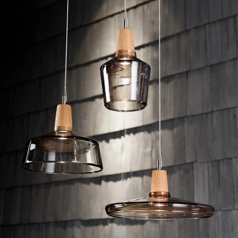 Nordic Glass and Wood Pendant Light