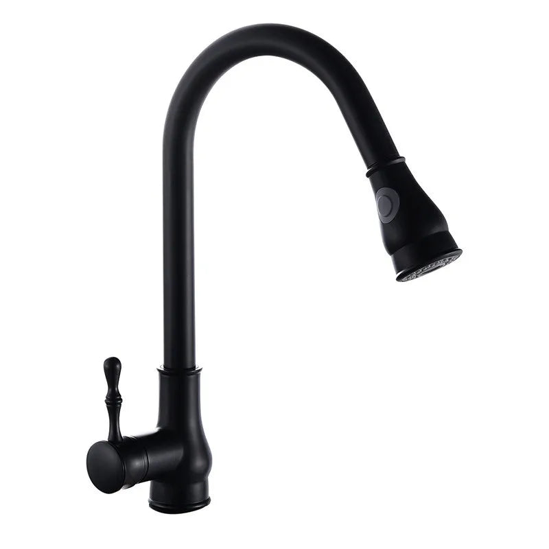 Gold Swivel Kitchen Faucet With Brass Construction