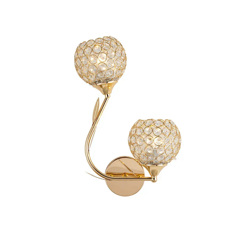 Gold Crystal LED Wall Lamp Single-Head Right