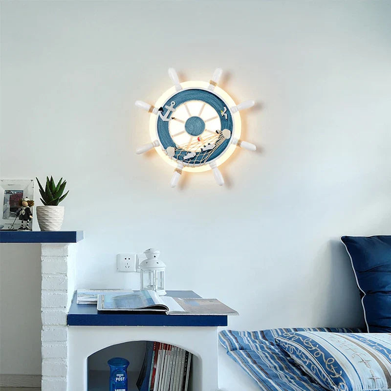 DecorBites™ Kids LED Ship Rudder Wall Light - Mediterranean Decor Ocean Theme