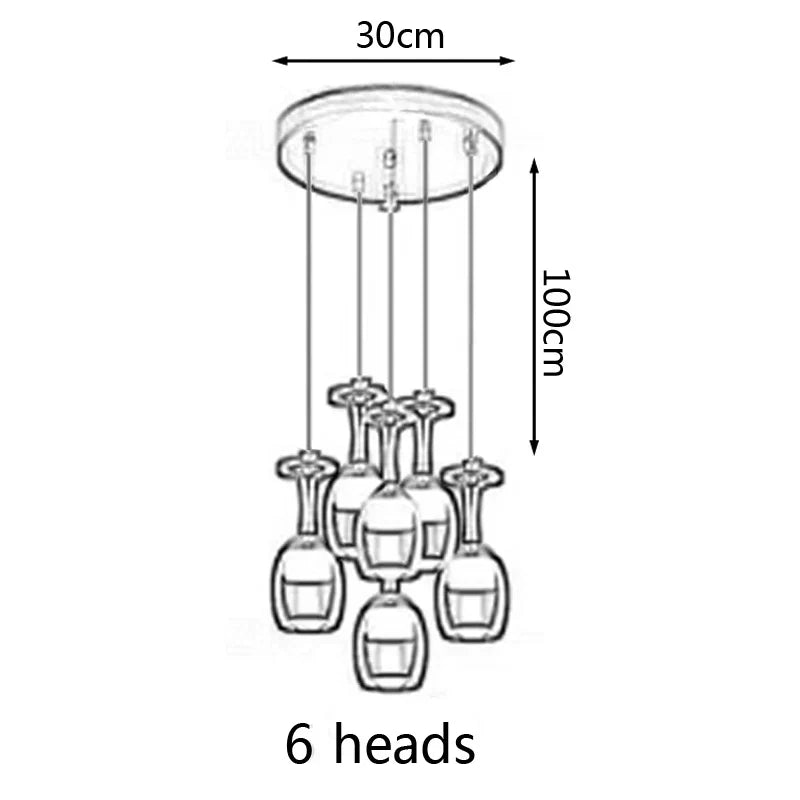 DecorBites™ LED Wine Glass Pendant Lights for Restaurant, Bar, and Dining Room