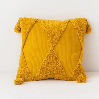 DecorBites™ Diamond Tassel Cushion Cover 45x45cm White Yellow Green Handmade Sofa Bed