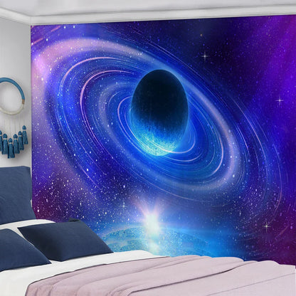 DecorBites™ Galaxy Sky Blue Planet Tapestry Hippie Retro Home Decor Yoga Mat