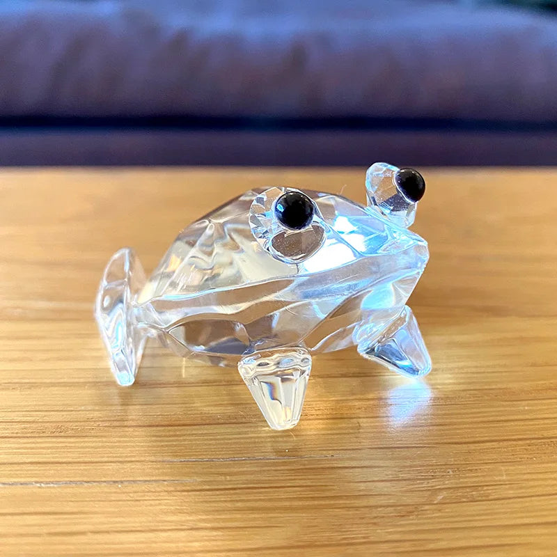 Crystal Frog Paperweight Sculpture