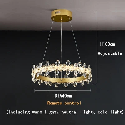 DecorBites™ Crystal LED Chandelier: Luxury Lighting for Living, Dining, Kitchen - Elegant Iron & Aluminum Design