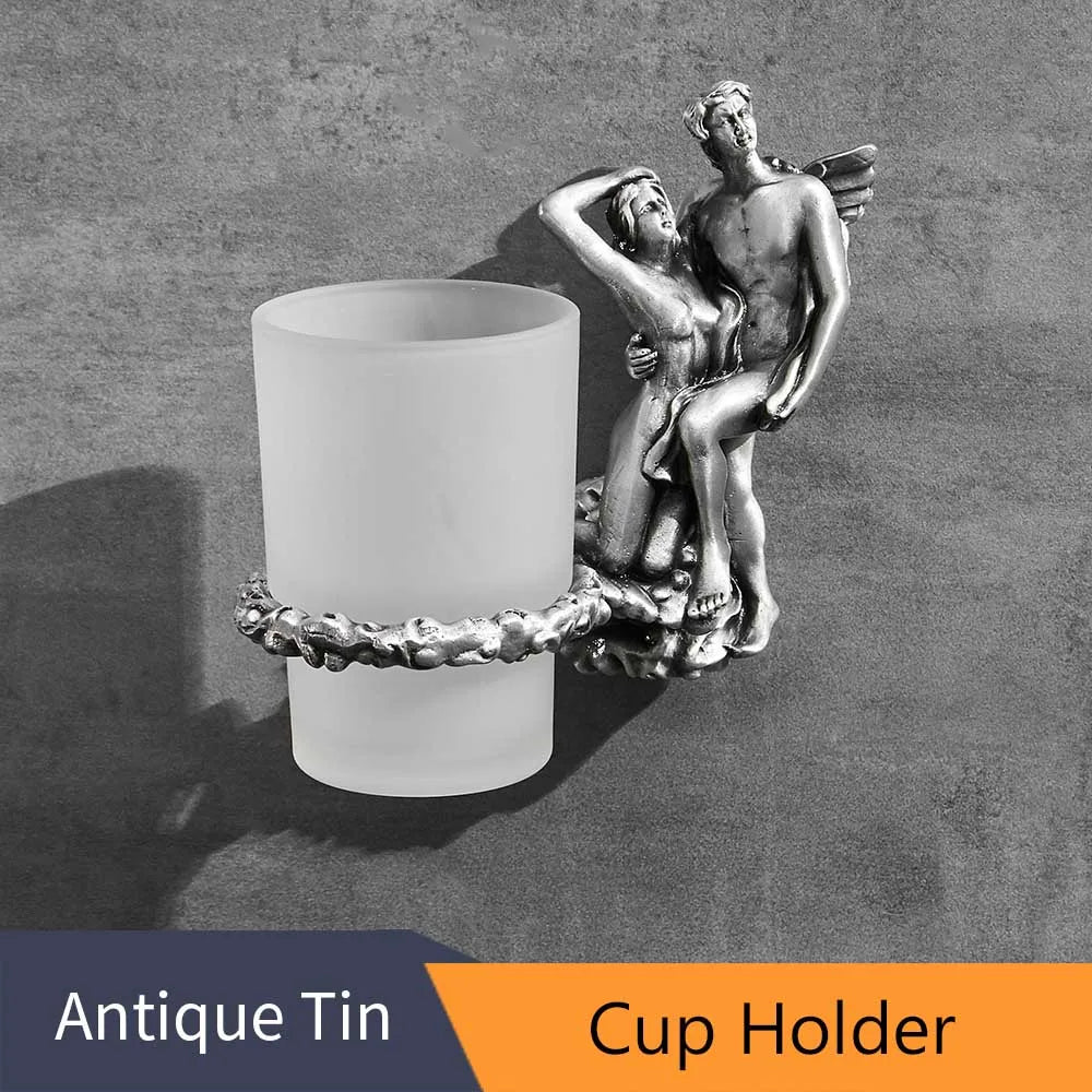 DecorBites™ Bathroom Hardware Set: Toilet Paper Holder, Towel Bar, Brush Holder - Mountable Romantic Design
