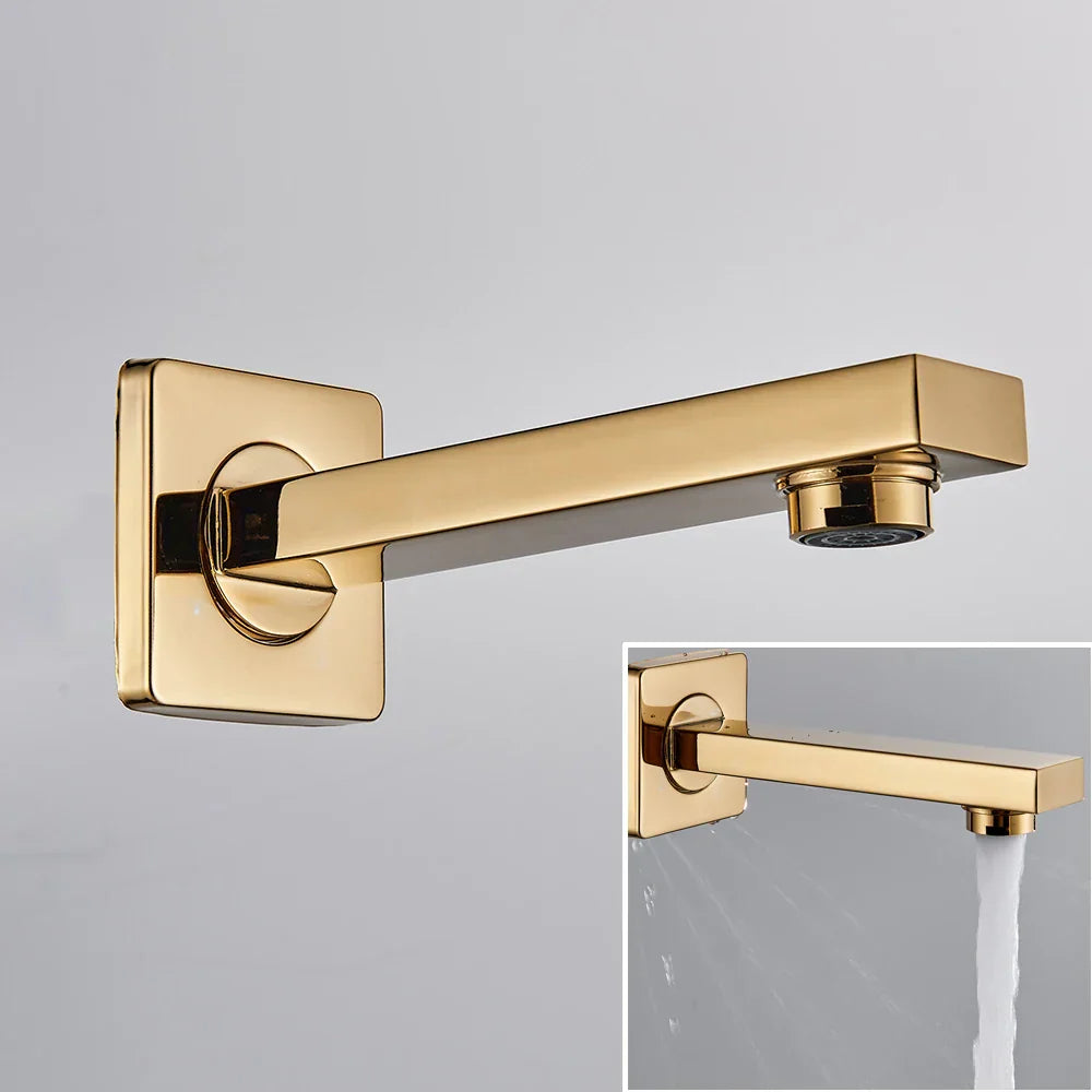 DecorBites™ Golden LED Rainfall Shower Faucet with 3-way Mixer and Brass Spout
