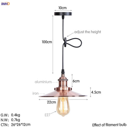 DecorBites™ Gold Retro Edison LED Pendant Lights for Dinning Living Room Industrial Decor