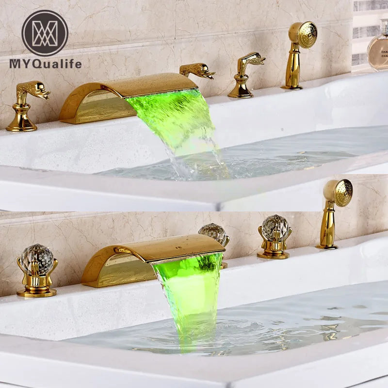 DecorBites™ LED Waterfall Bath Tub Faucet with Handshower